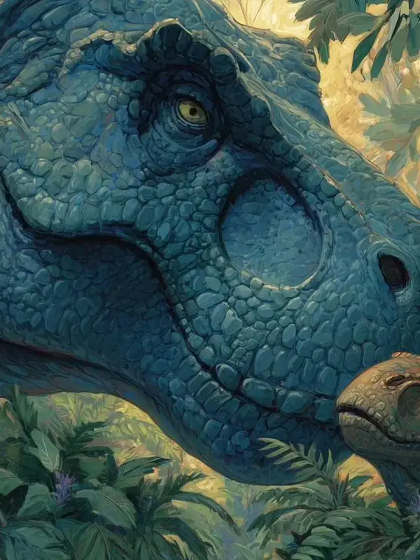 A dinosaur, from a story about dinosaurs